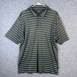 Nike Golf XL Polo Shirt Mens Gray Striped Dri-FIT Short Sleeve Athletic
